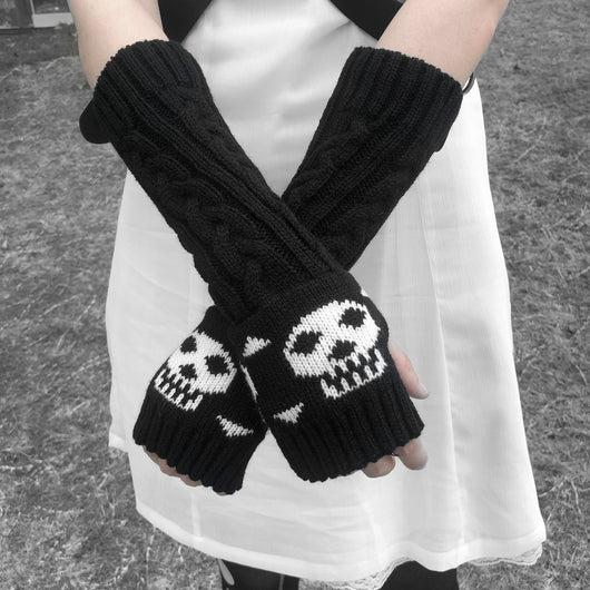 Guantes Tejidos Calavera Mitad de Dedo - Abrigo Medio - Image 9