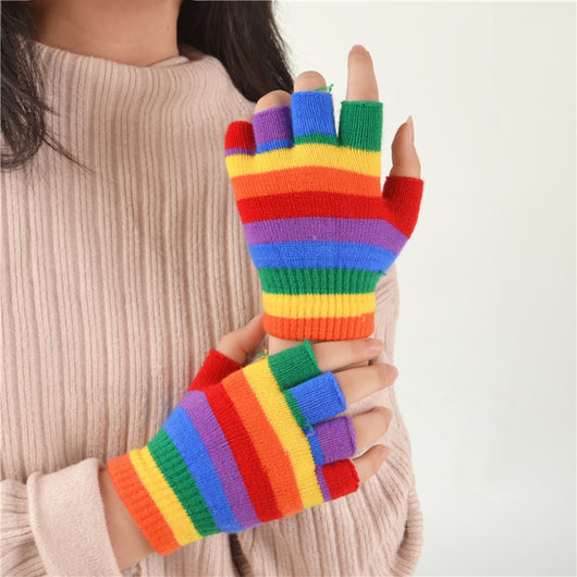 Guantes sin Dedos Arcoíris para Adultos - Medio Dedo Transpirable - Image 9