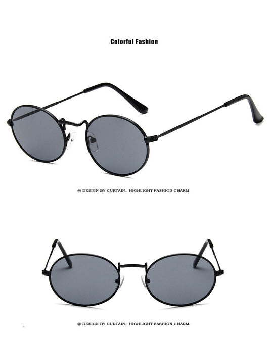 Retro round sunglasses with pink lenses and a gold-colored metal frame, featuring black ear tips. - Image 18