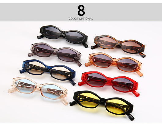 Angular cat-eye sunglasses with a tortoiseshell frame, brown gradient lenses, and gold jumping cheetah temple details. - Image 14