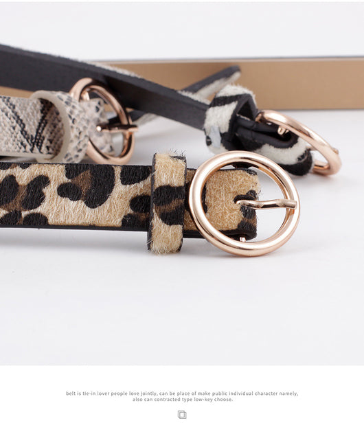 Women's zebra print fashion belt with black and white stripes and a round gold-tone buckle. - Image 14
