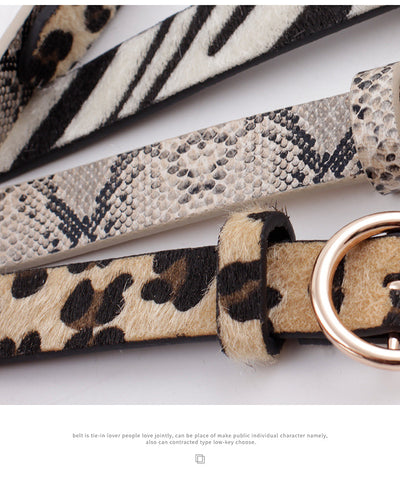 Women's zebra print fashion belt with black and white stripes and a round gold-tone buckle. - Image 18