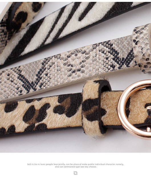 Women's zebra print fashion belt with black and white stripes and a round gold-tone buckle. - Image 18
