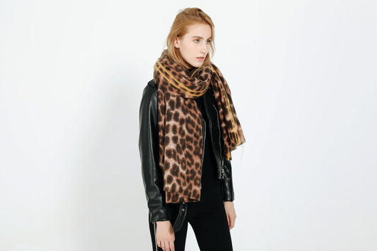 Bufanda Chal de Cachemira con Estampado Leopardo para Mujer - Image 22