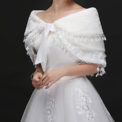 Chal Nupcial Blanco Cálido con Flecos - Image 8