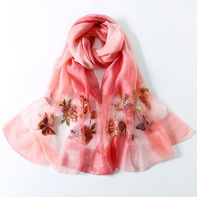 Pañuelo de Seda con Bordado Floral Primaveral - Image 20