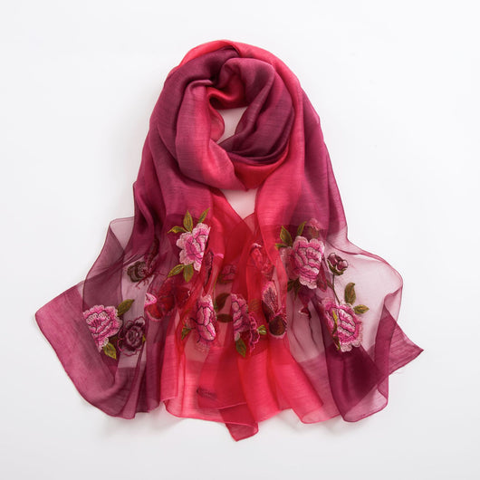 Pañuelo de Seda con Bordado Floral Primaveral - Image 26