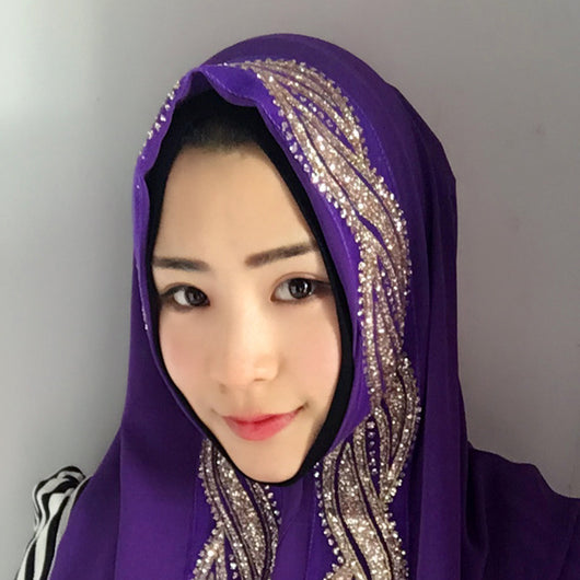 Hijab Chiffon Largo con Detalles Dorados - Image 20