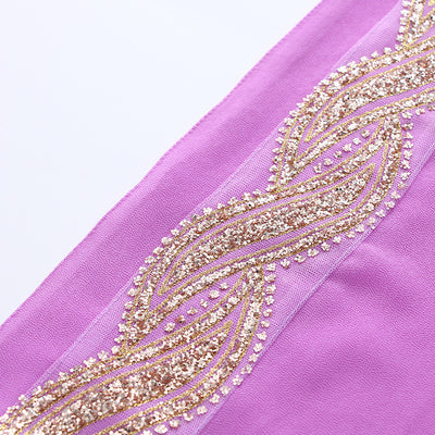 Hijab Chiffon Largo con Detalles Dorados - Image 27