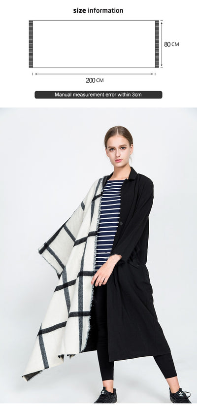Bufanda Reversible Doble Cara en Falso Cashmere Blanco y Negro - Image 6