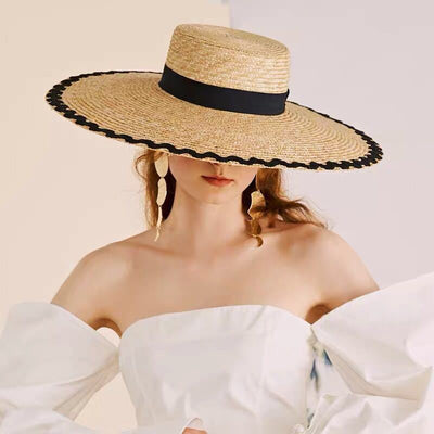 Sombrero de Paja para Playa con Ala Grande y Borde Ondulado - Image 6