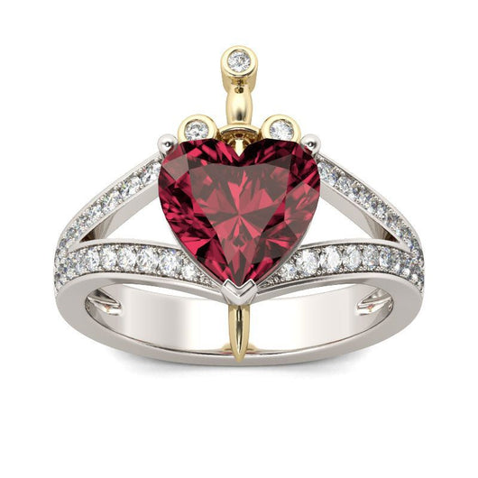 Anillo de Rubí en Forma de Corazón con Corona de Amor - Image 5