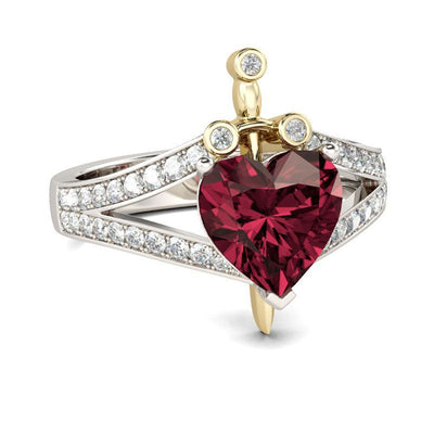 Anillo de Rubí en Forma de Corazón con Corona de Amor - Image 6