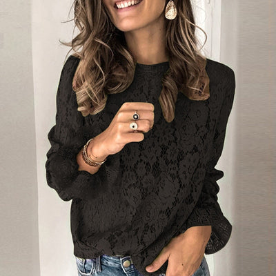 Blusa Manga Larga con Encaje Hueco - Diseño Elegante para Mujer - Image 9