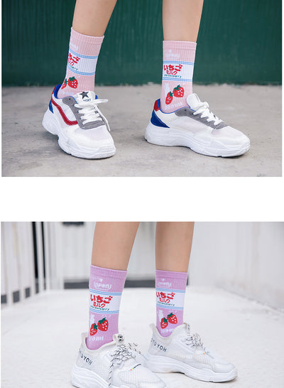 Calcetines Largos Estilo Harajuku con Diseño de Fresa - Moda Coreana Kawaii - Image 9