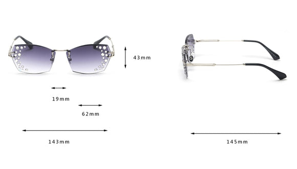 Gafas de Sol sin Marco con Diamantes Espejo Destellantes