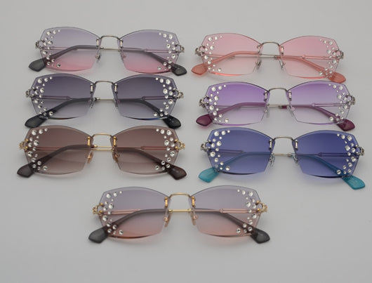Gafas de Sol sin Marco con Diamantes Espejo Destellantes - Image 3