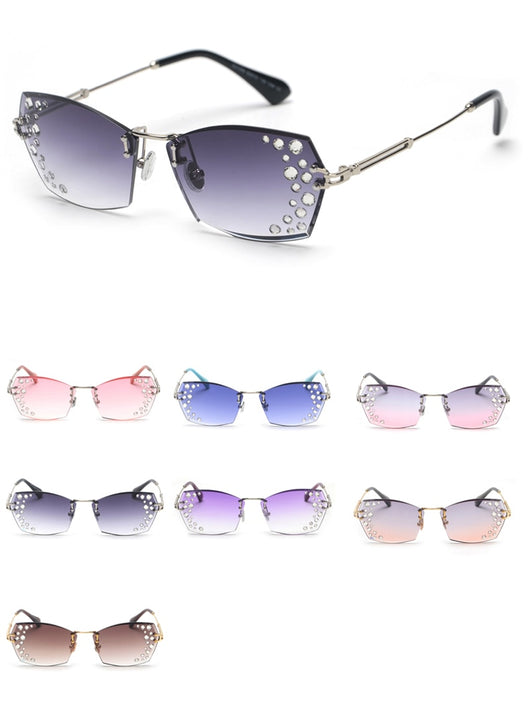 Gafas de Sol sin Marco con Diamantes Espejo Destellantes - Image 4