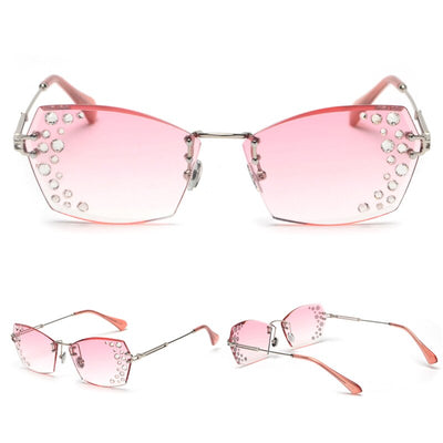 Gafas de Sol sin Marco con Diamantes Espejo Destellantes - Image 5