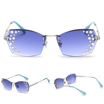 Gafas de Sol sin Marco con Diamantes Espejo Destellantes - Image 6