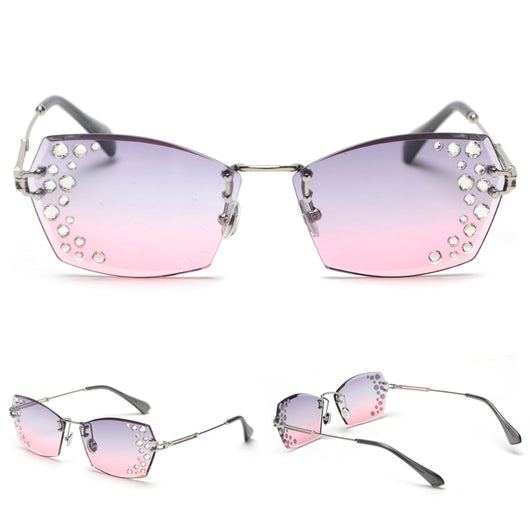 Gafas de Sol sin Marco con Diamantes Espejo Destellantes - Image 7