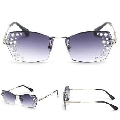 Gafas de Sol sin Marco con Diamantes Espejo Destellantes - Image 8
