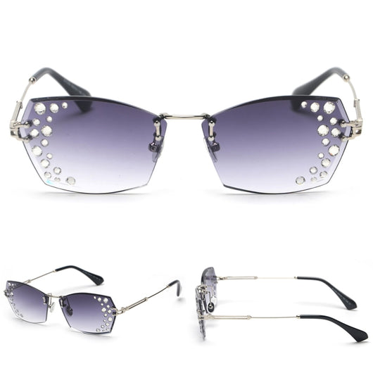 Gafas de Sol sin Marco con Diamantes Espejo Destellantes - Image 8