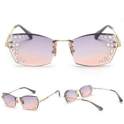 Gafas de Sol sin Marco con Diamantes Espejo Destellantes - Image 10