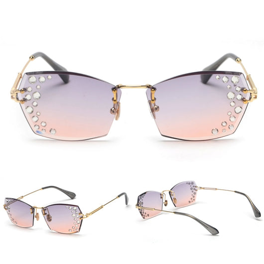 Gafas de Sol sin Marco con Diamantes Espejo Destellantes - Image 10