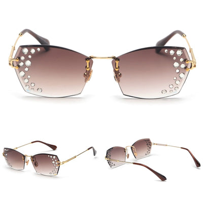 Gafas de Sol sin Marco con Diamantes Espejo Destellantes - Image 11