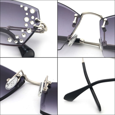 Gafas de Sol sin Marco con Diamantes Espejo Destellantes - Image 12