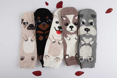 Calcetines Estampados con Expresiones de Perrito Adorable para Mujer - Image 4
