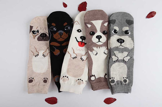 Calcetines Estampados con Expresiones de Perrito Adorable para Mujer - Image 4