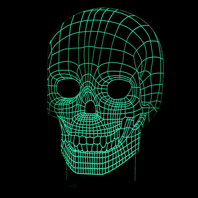Lámpara 3D LED Calavera Halloween con Ilusión Holográfica - Luz Nocturna Multicolor - Image 11