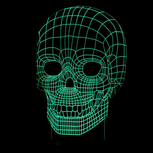 Lámpara 3D LED Calavera Halloween con Ilusión Holográfica - Luz Nocturna Multicolor - Image 11
