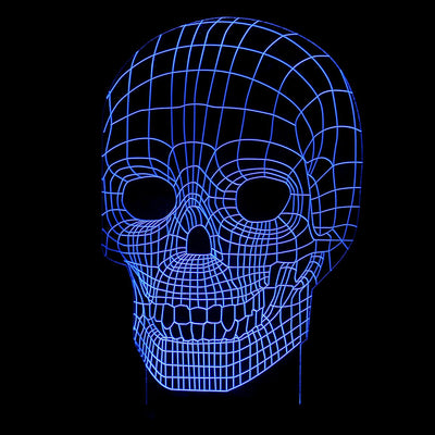 Lámpara 3D LED Calavera Halloween con Ilusión Holográfica - Luz Nocturna Multicolor - Image 12