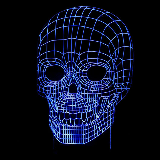 Lámpara 3D LED Calavera Halloween con Ilusión Holográfica - Luz Nocturna Multicolor - Image 12