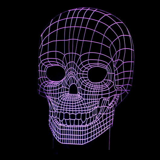 Lámpara 3D LED Calavera Halloween con Ilusión Holográfica - Luz Nocturna Multicolor - Image 14