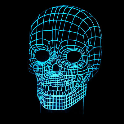 Lámpara 3D LED Calavera Halloween con Ilusión Holográfica - Luz Nocturna Multicolor - Image 15