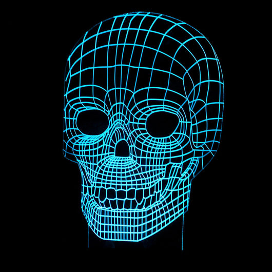 Lámpara 3D LED Calavera Halloween con Ilusión Holográfica - Luz Nocturna Multicolor - Image 15