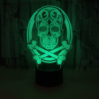 Lámpara 3D LED Calavera Halloween con Ilusión Holográfica - Luz Nocturna Multicolor - Image 18
