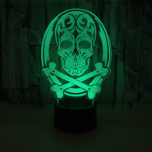 Lámpara 3D LED Calavera Halloween con Ilusión Holográfica - Luz Nocturna Multicolor - Image 18