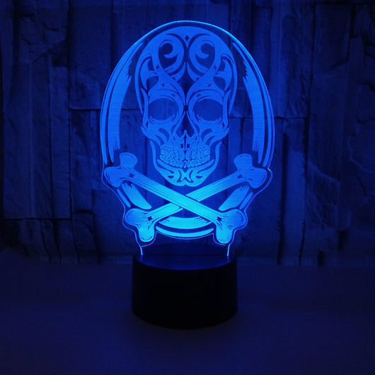 Lámpara 3D LED Calavera Halloween con Ilusión Holográfica - Luz Nocturna Multicolor - Image 19