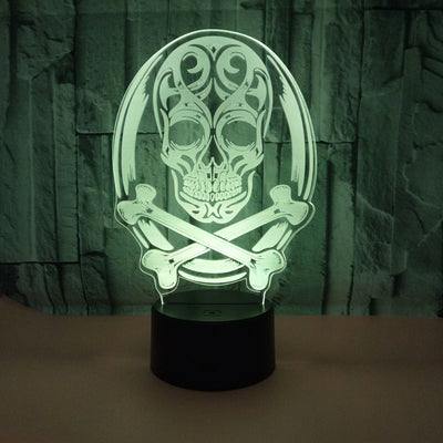 Lámpara 3D LED Calavera Halloween con Ilusión Holográfica - Luz Nocturna Multicolor - Image 20
