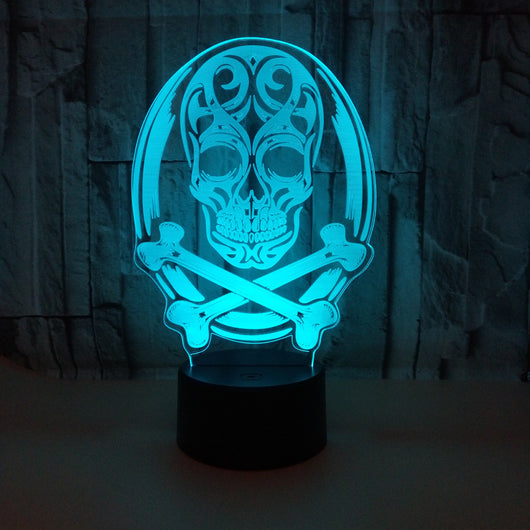 Lámpara 3D LED Calavera Halloween con Ilusión Holográfica - Luz Nocturna Multicolor - Image 21