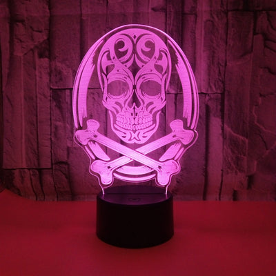 Lámpara 3D LED Calavera Halloween con Ilusión Holográfica - Luz Nocturna Multicolor - Image 22