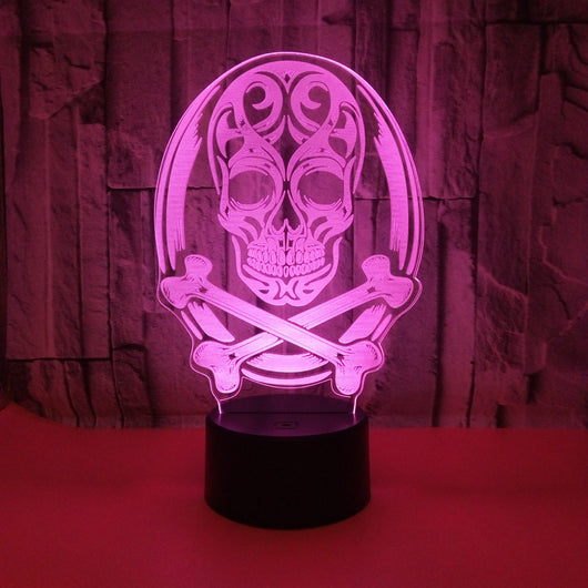 Lámpara 3D LED Calavera Halloween con Ilusión Holográfica - Luz Nocturna Multicolor - Image 22