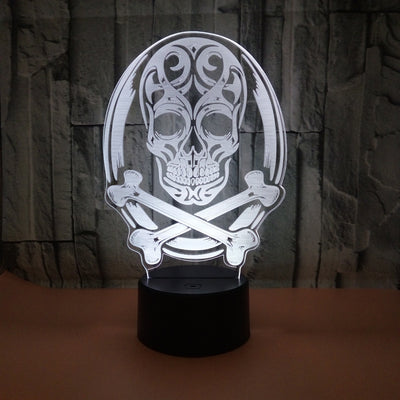 Lámpara 3D LED Calavera Halloween con Ilusión Holográfica - Luz Nocturna Multicolor - Image 23