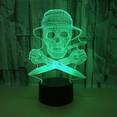 Lámpara 3D LED Calavera Halloween con Ilusión Holográfica - Luz Nocturna Multicolor - Image 25