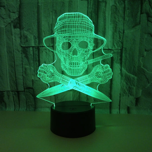 Lámpara 3D LED Calavera Halloween con Ilusión Holográfica - Luz Nocturna Multicolor - Image 25